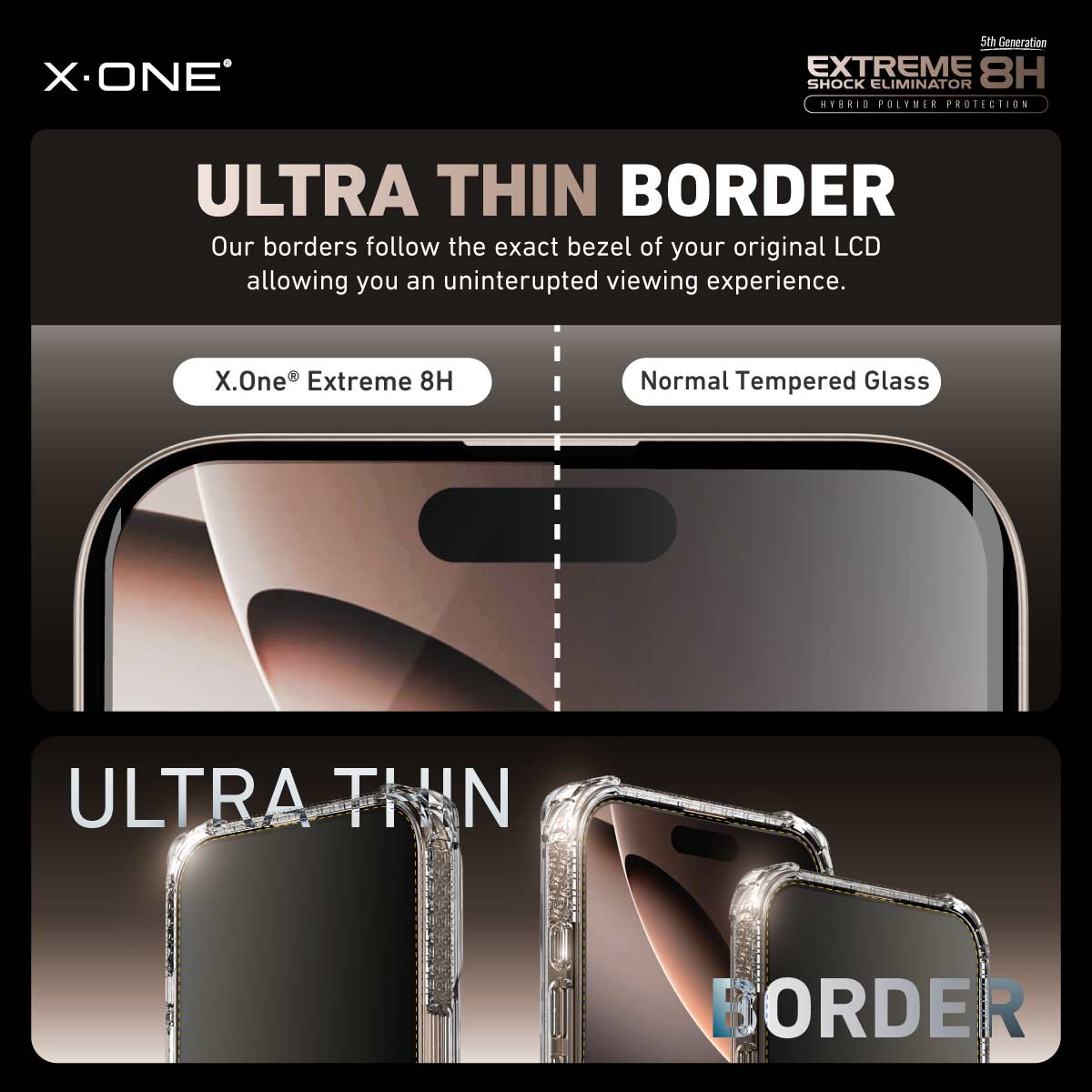 X.One Hybrid Polymer Impact Screen Protector with Installer Kit