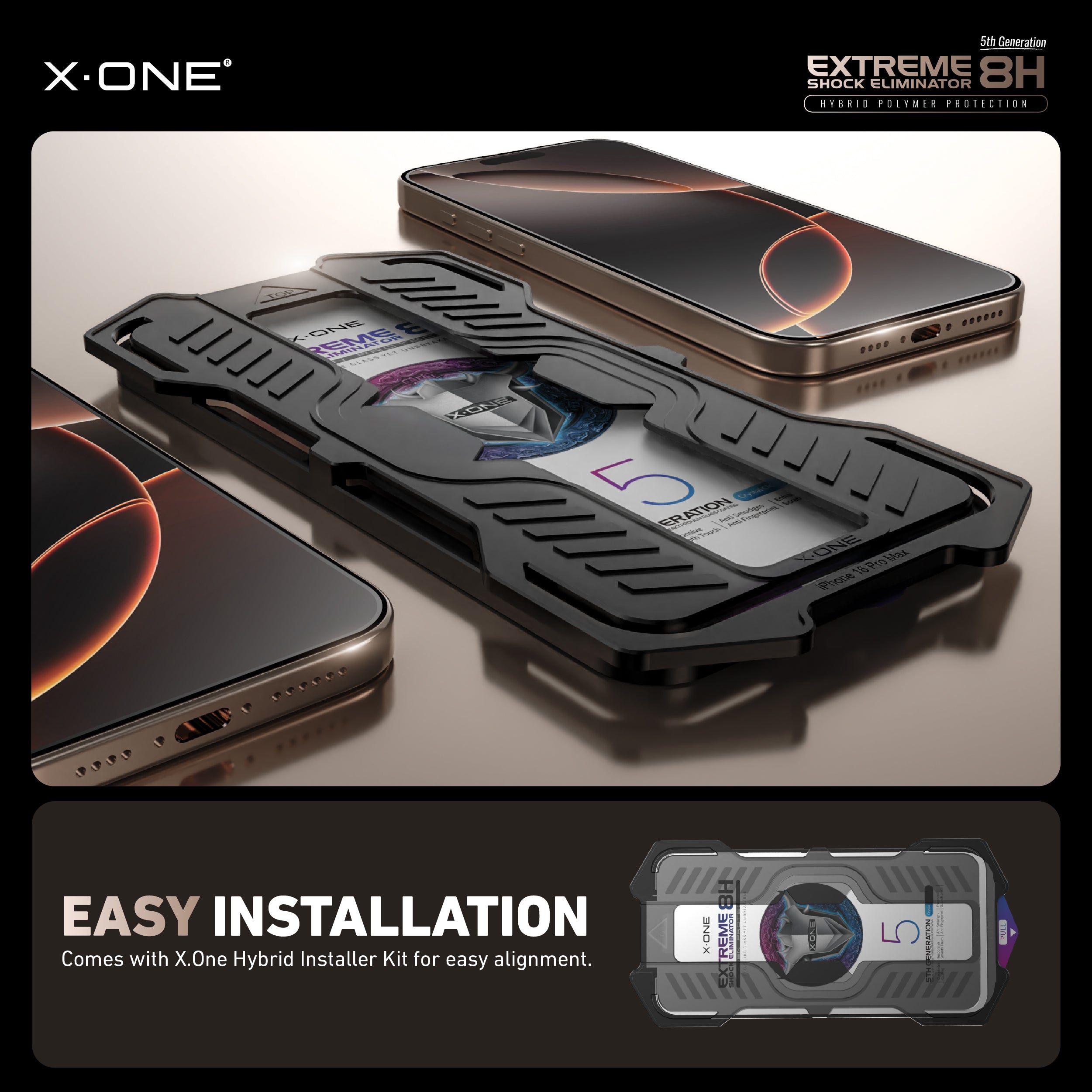 X.One Hybrid Polymer Impact Screen Protector with Installer Kit