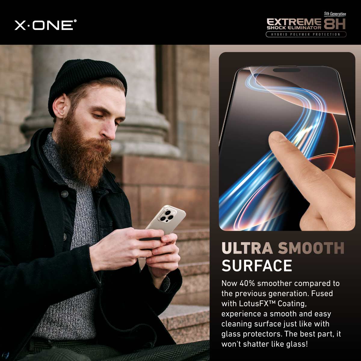 X.One Hybrid Polymer Impact Screen Protector with Installer Kit