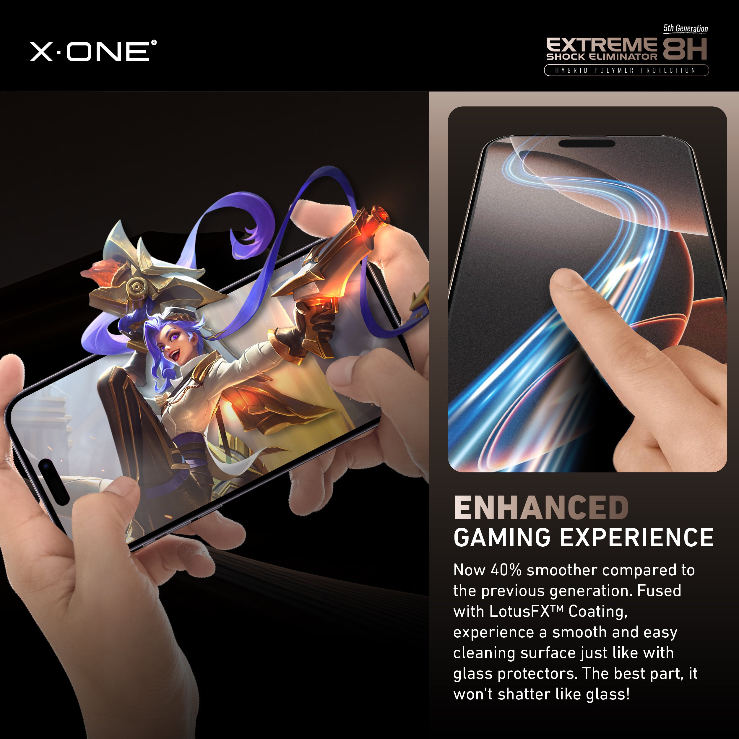 X.One Hybrid Polymer Impact Screen Protector with Installer Kit