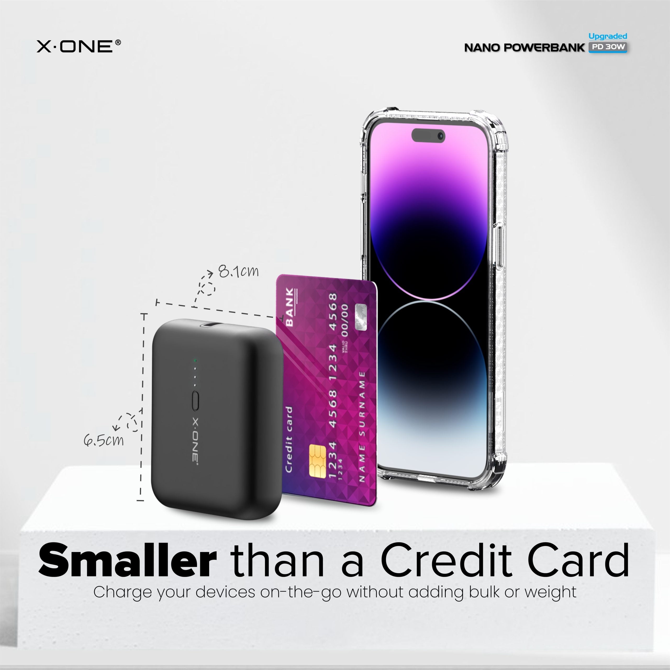 X.One® PD3.0 30W 10000mAh Nano Powerbank for iPhone PD Fast Charge | Samsung Super Fast Charge | Huawei Super Charge 22.5W | QC4+