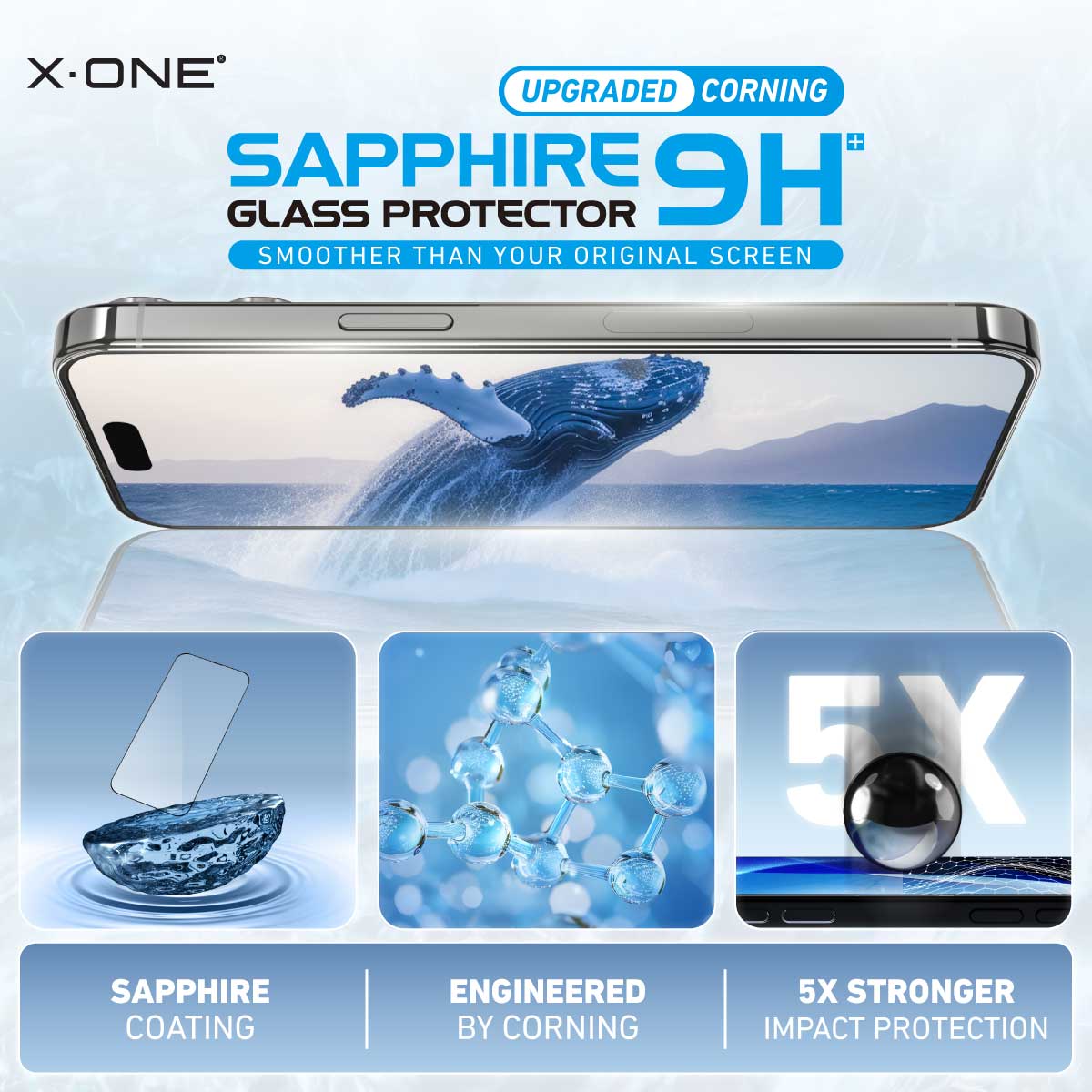 X.One® Sapphire Coated Corning Glass with Dust Free Installer Kit for iPhone